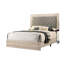 Grand lit moderne, finition crème, tête de lit tapissier gris, tête de lit classique-130576519