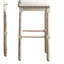 Tabouret de bar brun clair revêtu de tissu d'ameublement gris 2 pièces