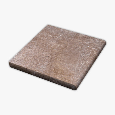 Noce Tumbled 12x12 Travertine Thick Bullnose Coping