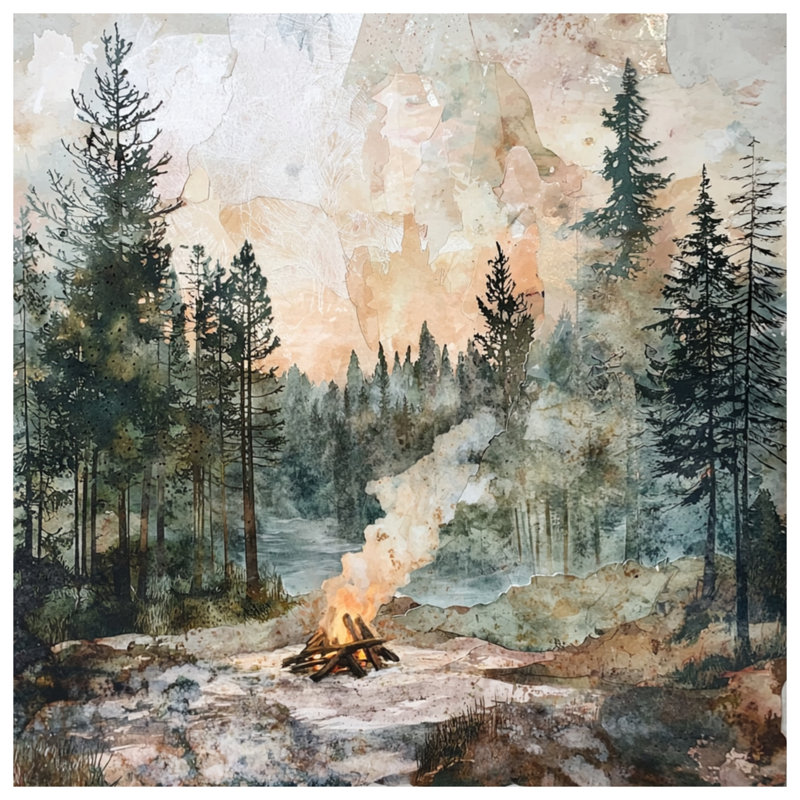 Forest Campfire Scene Comforter, Twin