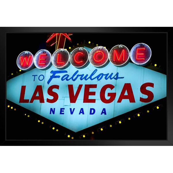 Trinx Welcome To Fabulous Las Vegas Iconic Sign Photo Black Wood Framed ...