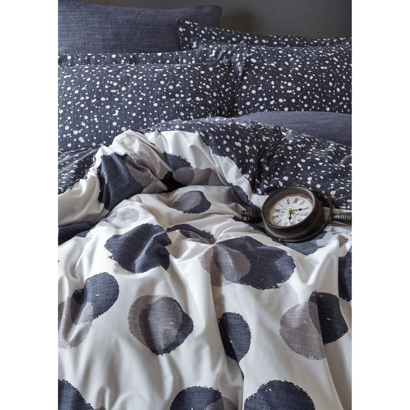 Ensemble de housse de couette 100% coton Reinerton, Housse de couette 94 po x 87 po + 2 taies d'oreill