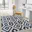 Tapis géométrique blanc / bleu en polyester tissé à la machine Kerasoula-668465101