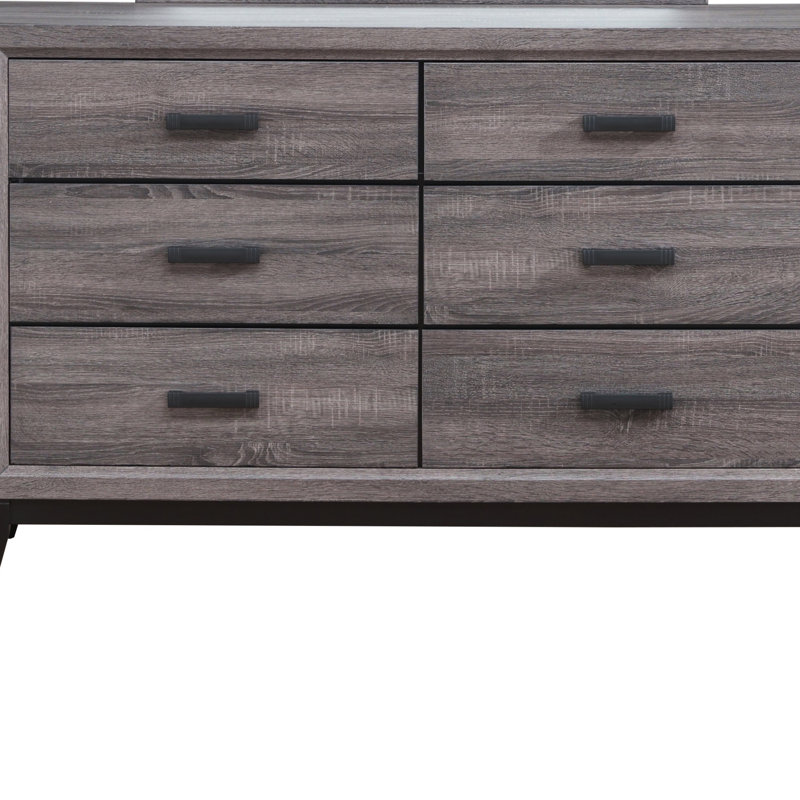 Keaunte 16.38'' W 6 - Drawer Dresser, Black/Gray