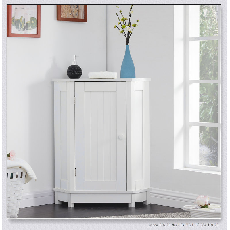 Armoire de rangement blanche en coin avec tablette réglable