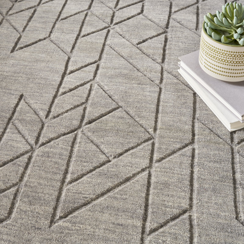 Mihira Geometric Wool Hand Woven Area Rug, Rectangle 160 x 226cm