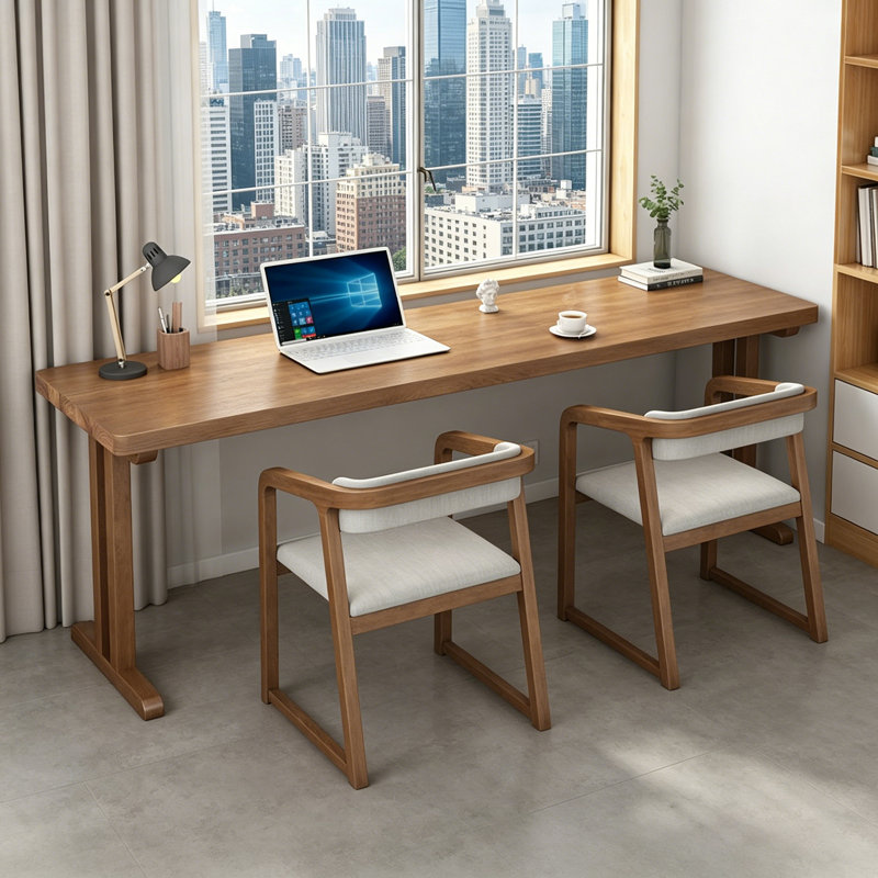Modern Rectangular Solid Pine Wood Desks, 29.52" H x 78.74" W x 23.62" D