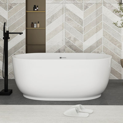 59" White Acrylic Freestanding Bathtub