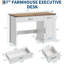 Bureau de direction 47 po, bureau à domicile rustique avec tiroirs et armoire de rangement, bureau d'ordinateur en bois, bureau d'écriture pour bureau personnel et bureau