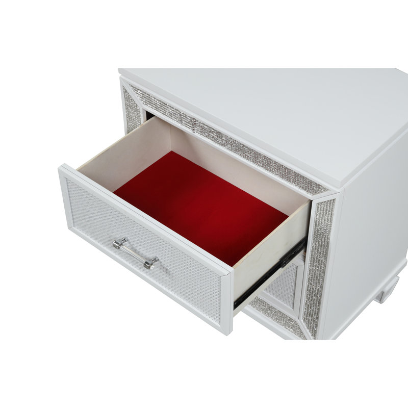 Spacieuse table de chevet 2 en blanc pour une chambre à coucher élégante