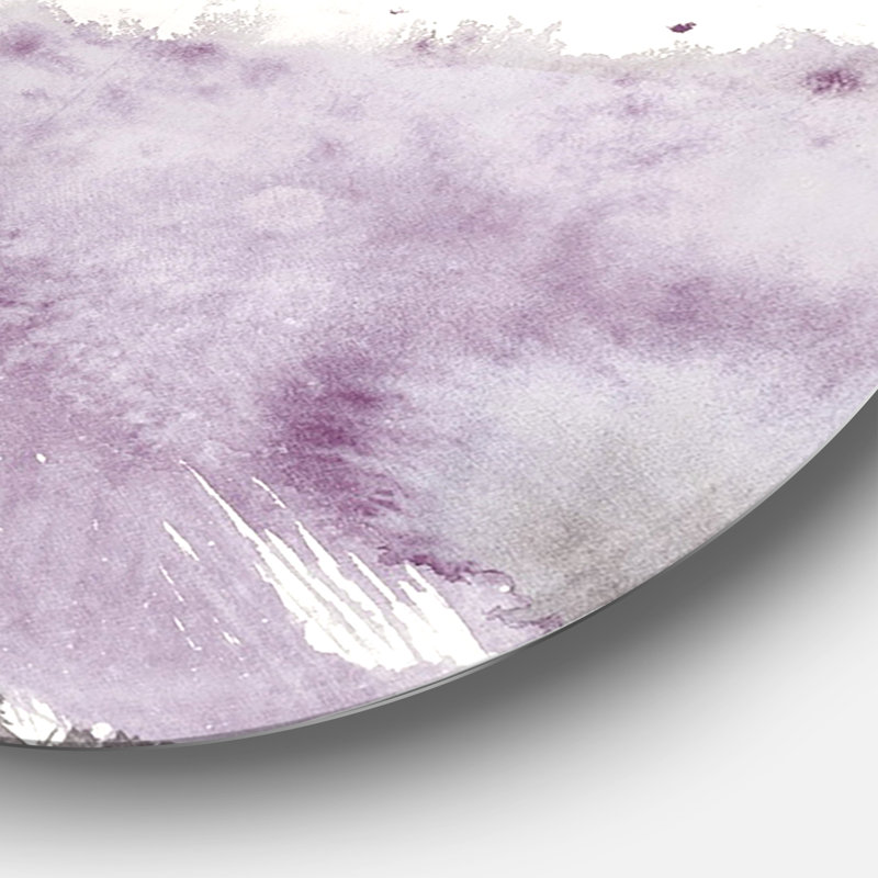 «Midnight at the Lake II Amethyst and Gray», peinture sur cercle métallique, H 36 po x l 36 po