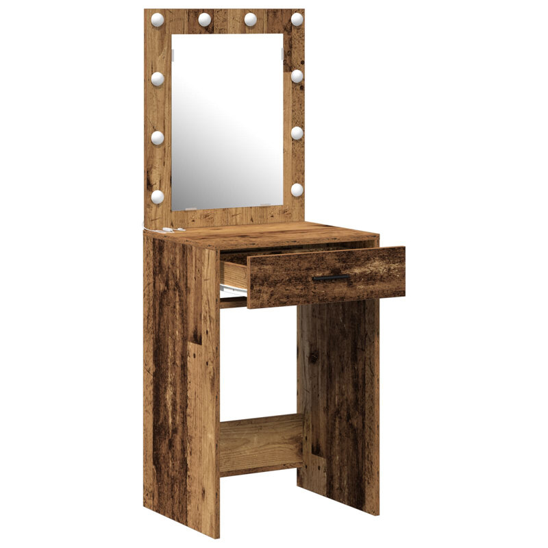 Dressing Table with Mirror and Storage Included, Old Wood