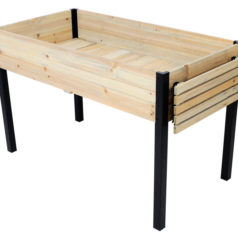 Metal Legged Wood Planter Box - Fir For Cultivating Outdoor Crops Patio, Deck Raised Garden Bed With Legs Growing Fresh Berries