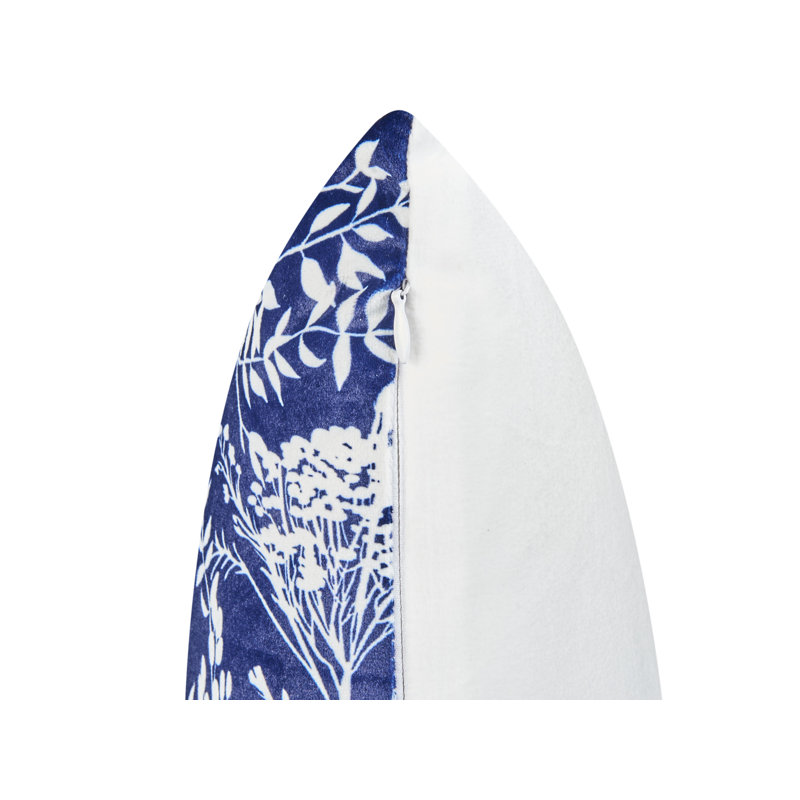 Set of 2 Outdoor Cushions GLIMMER Plant Pattern Blue, Square 45cmH x 45cmW