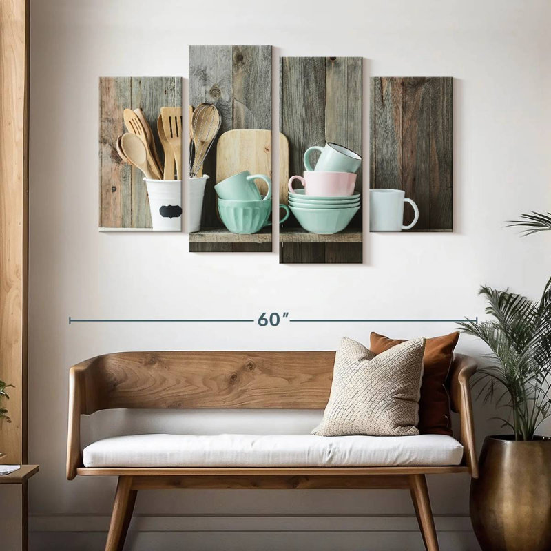 Kitchen Wall Art Multi Piece Canvas Print, H 32 po x l 52 po x P 1,25 po