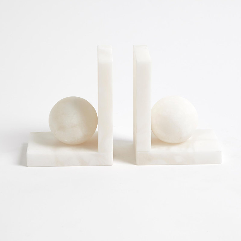 Alabaster Ball Non-skid Bookends