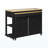 47 Inch Kitchen Island With Extendable Dining Table, Rubber Wood Veneer Kitchen Table With Internal Storage Rack, Power Outlet, Kitchen Island With Storage 2 Drawers 2 Cabinet, Black-1913154106