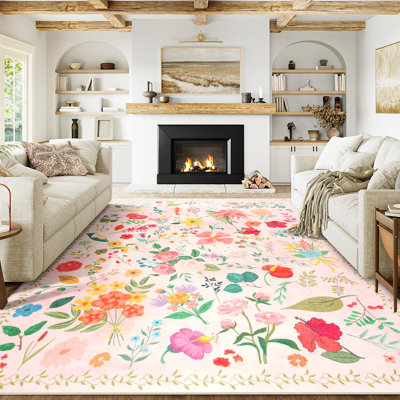Grand tapis de salon Groner Tapis de chambre lavable antidérapant Tapis décoratif coloré rétro pour la maison