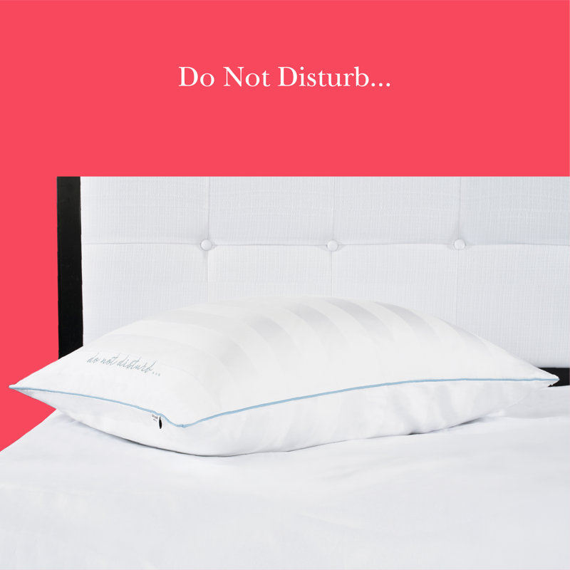 White Ultra Cooling Polyester Bed Pillow with Blue Trim, 20" x 28"