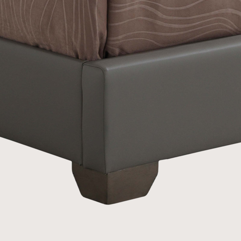Upholstered Low Profile Standard Bed, Full, Gray