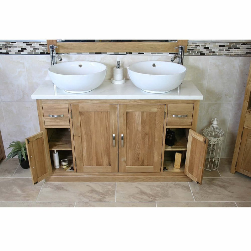 Deloach 1230 mm Freestanding Double Vanity with Vessel Ceramic Basin