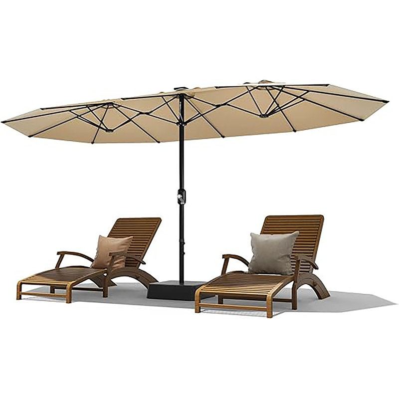 Grand parasol de patio de 15 pi, parapluie extérieur double face, Beige