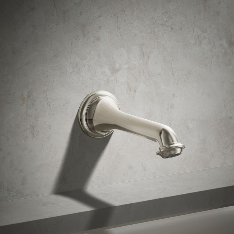 Artifacts Wall-Mount Bath Spout with Turned Design, Vibrant Polished Nickel