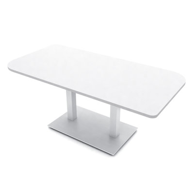 Ogren Duo Shaped Conference Table with Double Metal Post Base by Inbox Zero