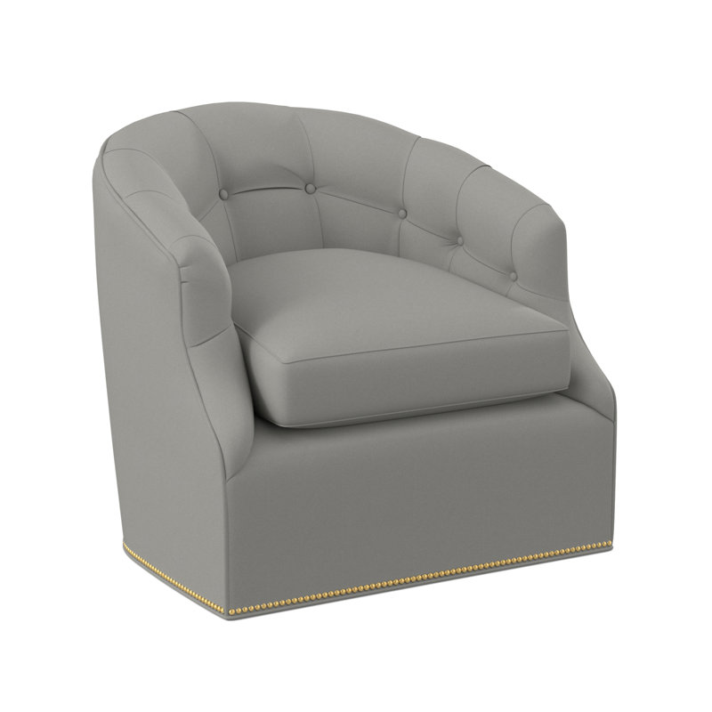 Calvert Swivel Barrel Chair, Polished Brass Small, Fizz Ivory 100% Polyester