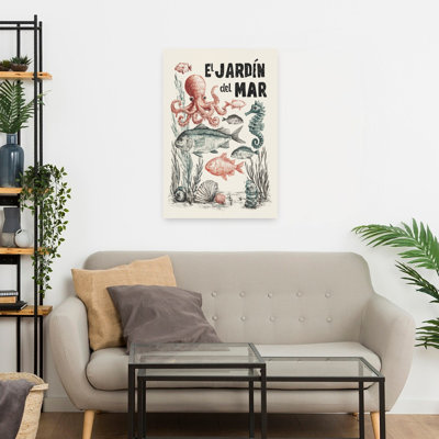 Ocean Garden Life Vintage Seahorse Fish Octopus Nature Ocean Wall Art