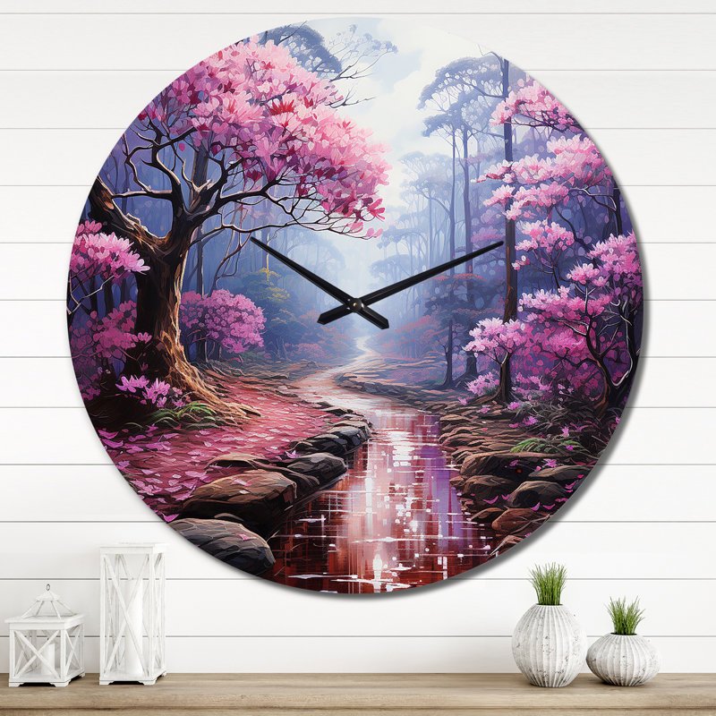 Horloge murale Rhododendron Field Pointillism Dot II - Floral, Très grand