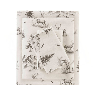 4 PCS  Sheet Set Gray Deer Toile