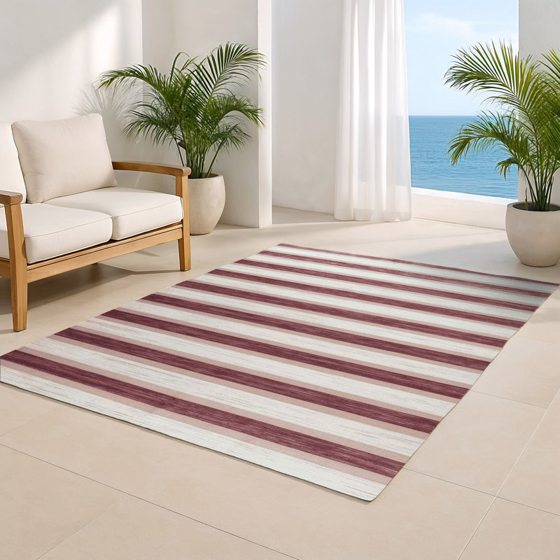 HorizontalStripes Gray Indoor and Outdoor Area Rug, Rectangle 2' x 3'