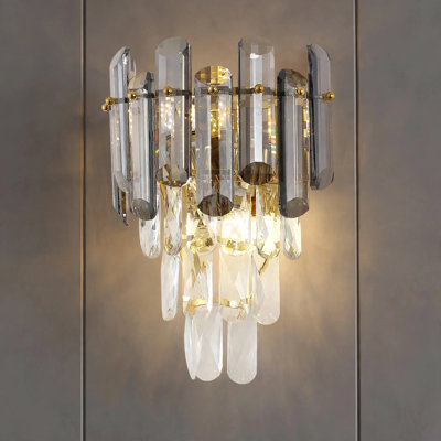 Reagan Crystal and Steel Flush Mounted Sconce