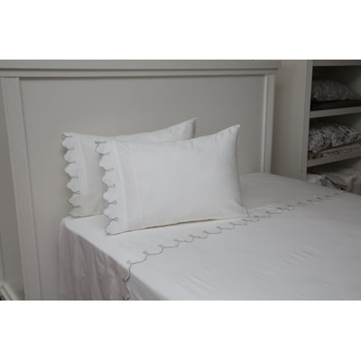 Scalloped 100% Cotton Sateen Weave Sheet Set