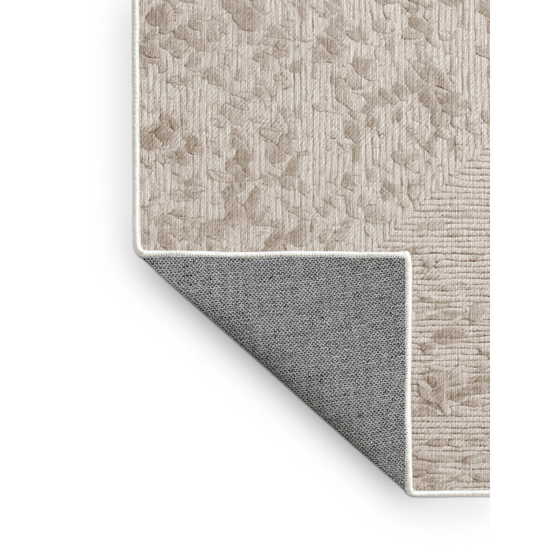 Tapis beige lavable à la machine, Rectangulaire 3 pi x 5 pi