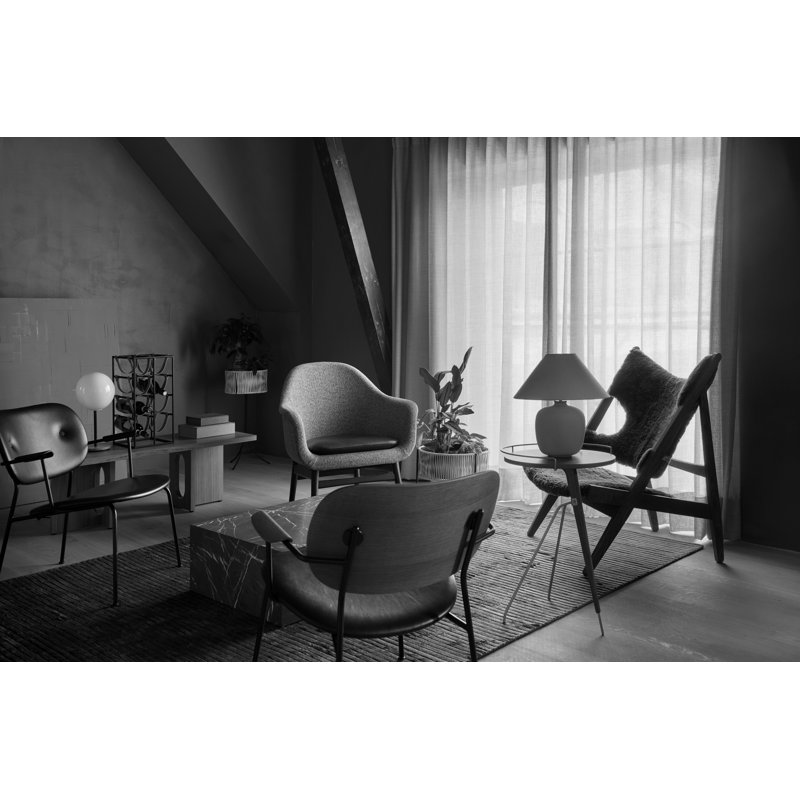 Co Armchair, Bouclé 02 Acrylic, Black Steel/Dark Stained Oak