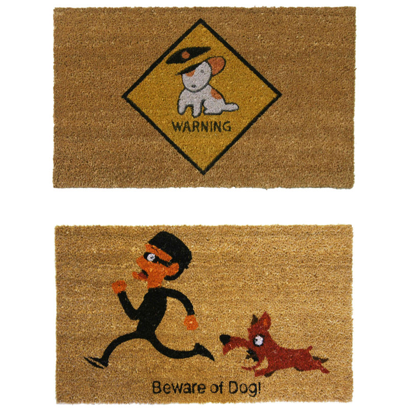 Birchanger Beware of Dog 2 pièces 18 po x 30 po Ensemble de tapis d'extérieur antidérapant