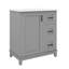 Meuble-lavabo de 30 pouces avec lavabo en céramique, une porte et deux supports de rangement-2008686689