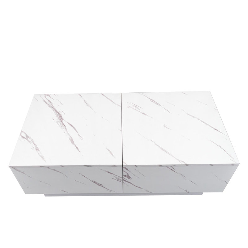 Table basse avec plateau coulissant, table centrale avec compartiment de rangement caché, table extensible pour le salon