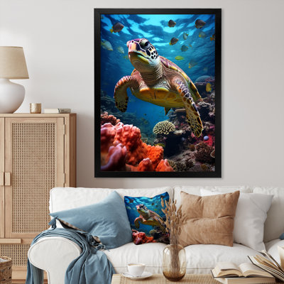 «Green Marine Marine Animals Turtle Encounter II», reproduction d'art mural animaux marins