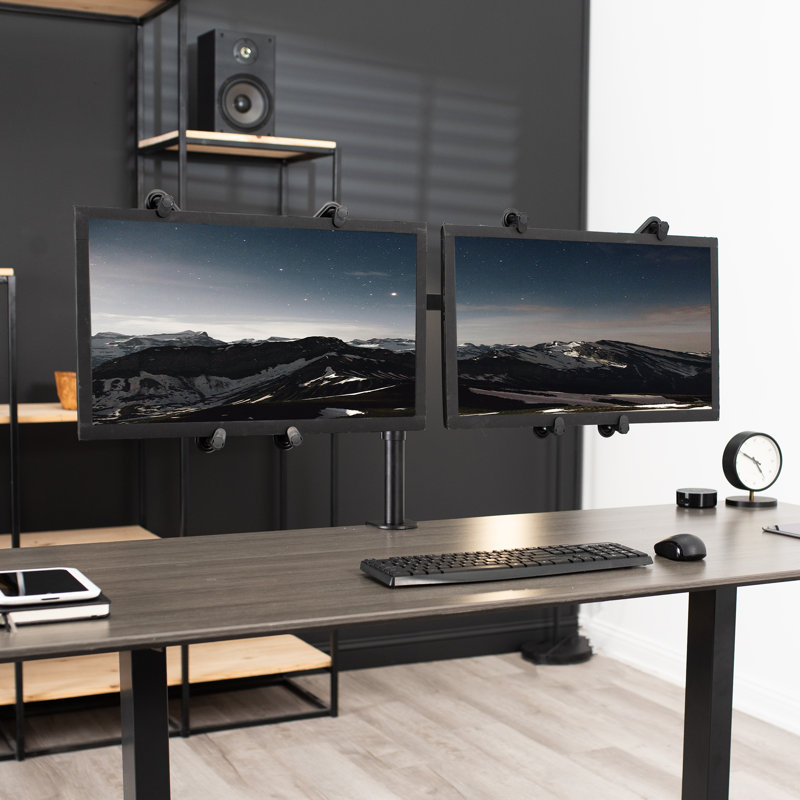 Black Dual Monitor Desk Mount with VESA Adapter Brackets