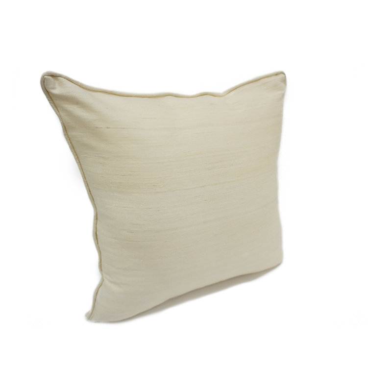 Coussin en soie brute 18 po, Blanc