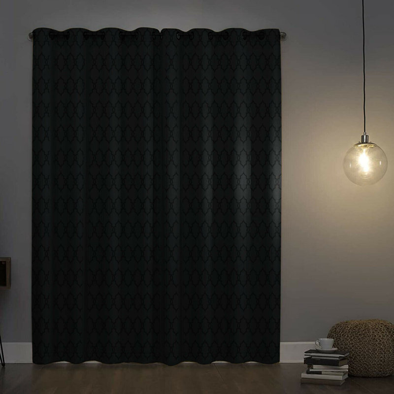 Deems Blackout Curtain Single Panel, Black