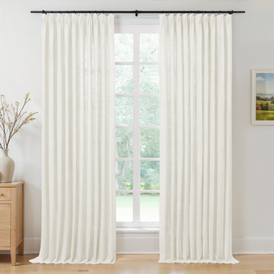 Twopages Lined Curtain Faux Linen Pinch Pleat Curtain