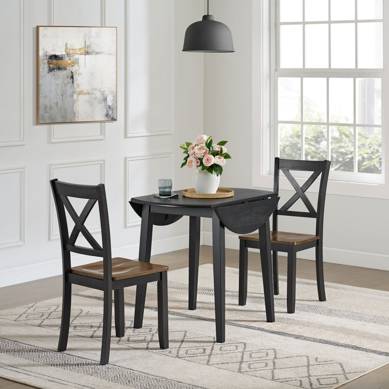 ROME + OAK X-Back Farmhouse Wooden Kitchen Dining Chair in Black/Brown
