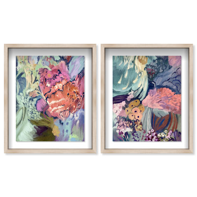 Abstract Botanicals Set Shadowbox Abstract Print by Oliver Gal, Black Frame, 16 x 20