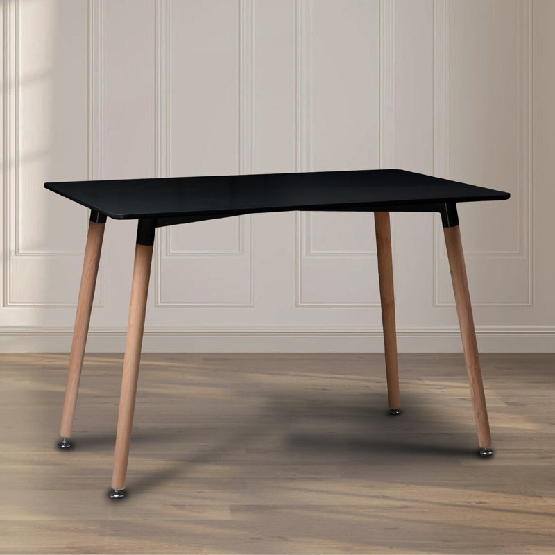 Waris Beech Solid Wood Dining Table, Black