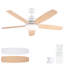 Ventilateur de plafond blanc 52 po avec ensemble d'éclairage DEL intégré, télécommande, 5 pales en contreplaqué et application intelligente