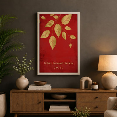 Golden Arrangement Botanical - Wrapped Canvas